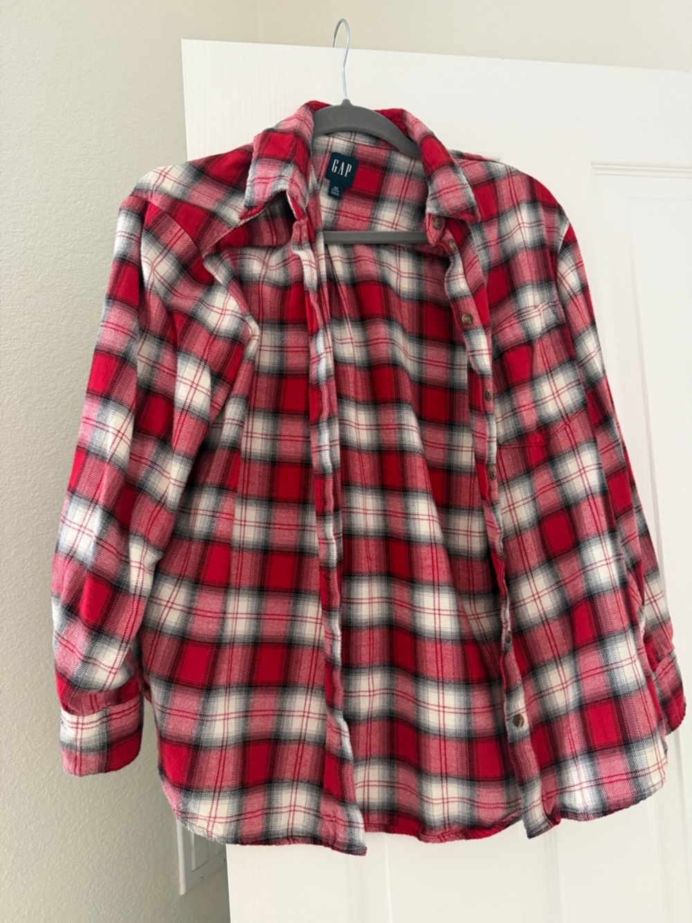 GAP Red and White Plaid Button-Down Shirt
